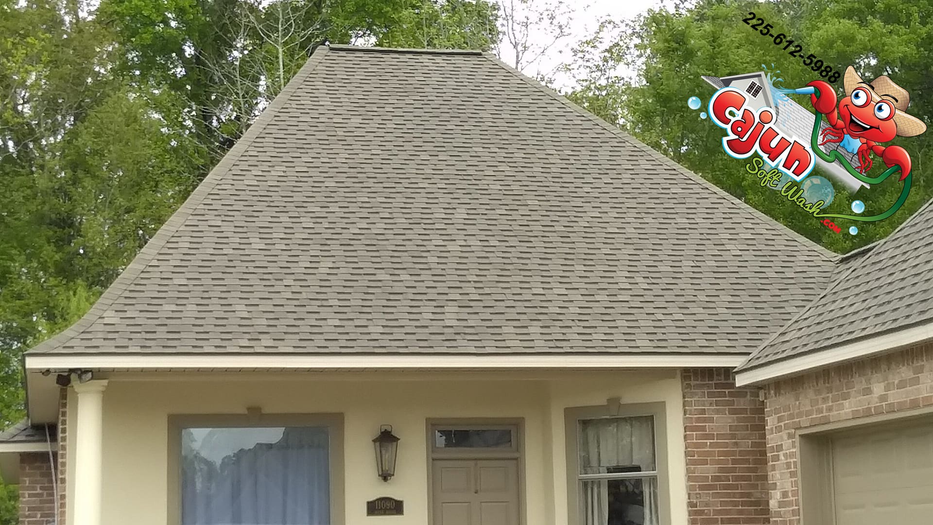 Cajun Soft Wash residential roof cleaning exterior dirt stain window