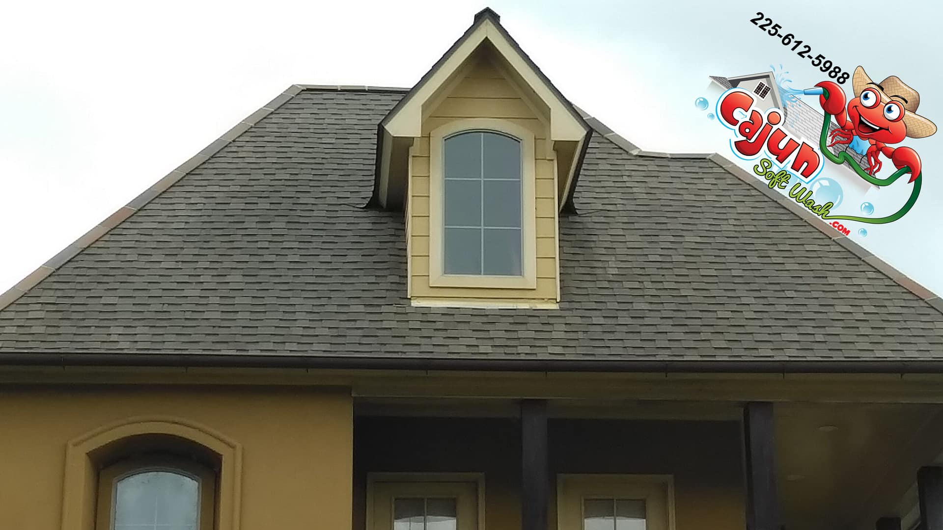 Cajun Soft Wash residential roof cleaning exterior dirt window