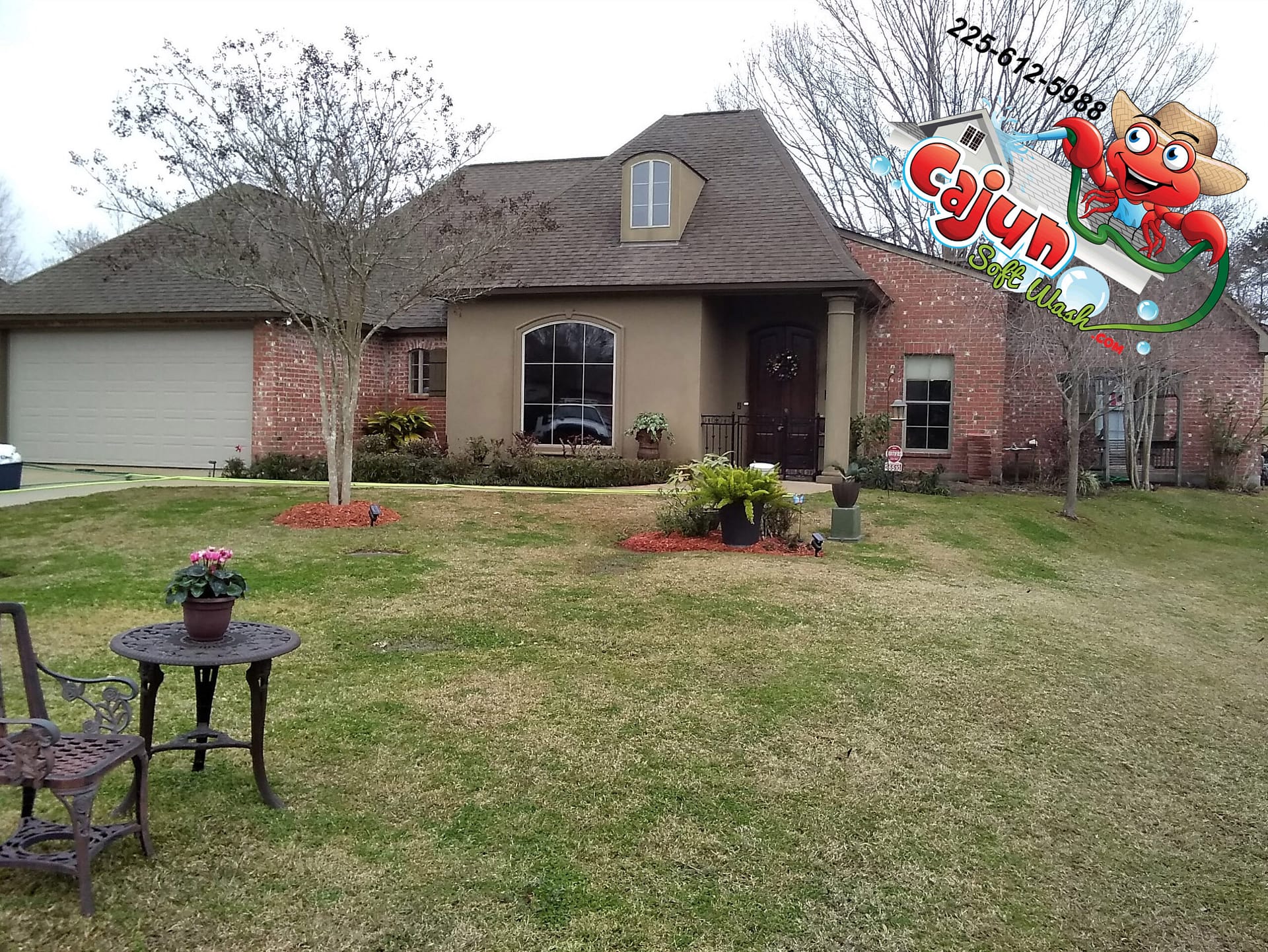 Cajun Soft Wash residential roof cleaning exterior dirt window