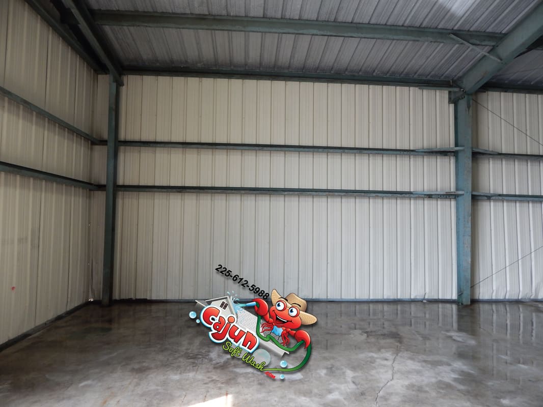 Cajun Soft Wash warehouse cleaning dirt stains